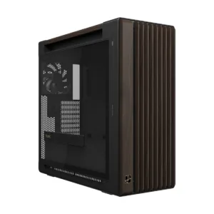 ASUS ProArt PA602 Wood Edition E-ATX Mid-Tower Case, Modern Black, Tempered Glass, 3 Fans Included