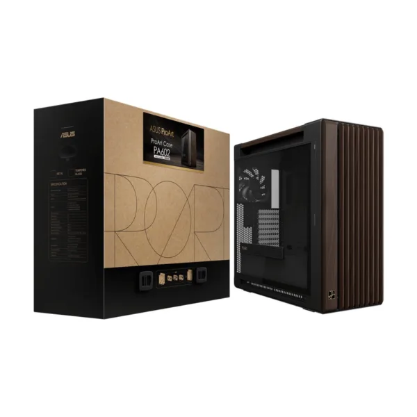11-173-081-19.png ASUS ProArt PA602 Wood Edition E-ATX Mid-Tower Case, Modern Black, Tempered Glass, 3 Fans Included