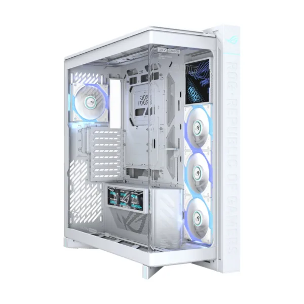 ASUS ROG Cronox ARGB White Edition Gaming Case, Four ARGB Fans, Curved Glass, 9.2" Screen