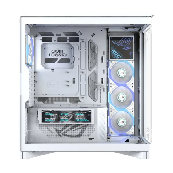 ASUS ROG Cronox ARGB White Edition Gaming Case, Four ARGB Fans, Curved Glass, 9.2" Screen