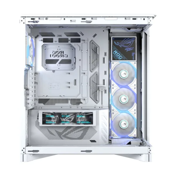 ASUS ROG Cronox ARGB White Edition Gaming Case, Four ARGB Fans, Curved Glass, 9.2" Screen