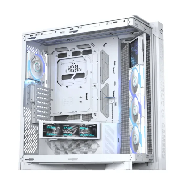 ASUS ROG Cronox ARGB White Edition Gaming Case, Four ARGB Fans, Curved Glass, 9.2" Screen