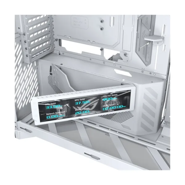 ASUS ROG Cronox ARGB White Edition Gaming Case, Four ARGB Fans, Curved Glass, 9.2" Screen