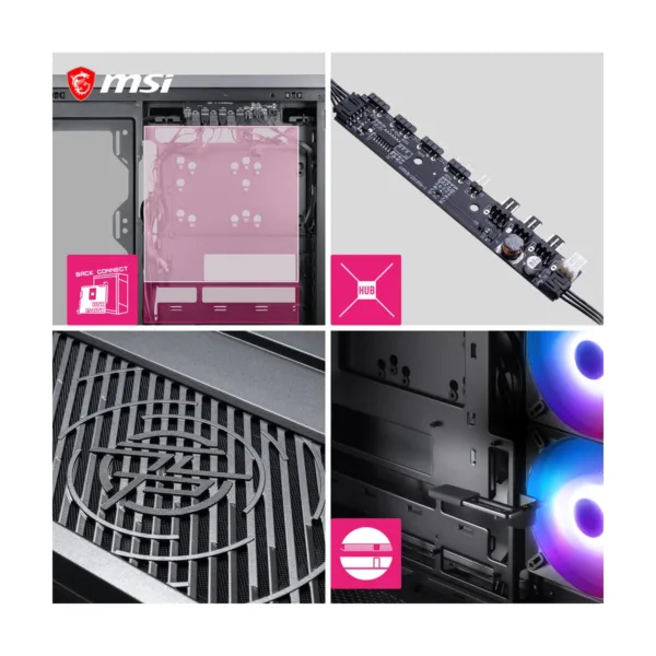 MSI MPG VIXTA 300R PZ Mid-Tower ATX Gaming Case, Curved Glass, 3 ARGB Fans, Black