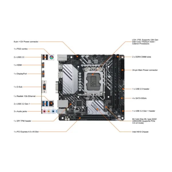 ASUS PRIME H610I-PLUS D4-CSM LGA 1700