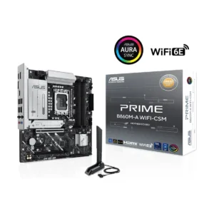 ASUS PRIME B860M-A WIFI-CSM LGA 1851 Micro-ATX Motherboard, DDR5, 2x M.2, Wi-Fi 6E, 2.5Gb LAN