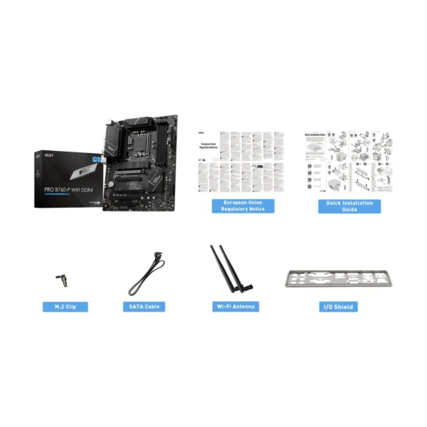 MSI PRO B760-P WIFI DDR4 LGA 1700 Motherboard, DDR4, 2x M.2, Wi-Fi 6, 2.5Gb LAN
