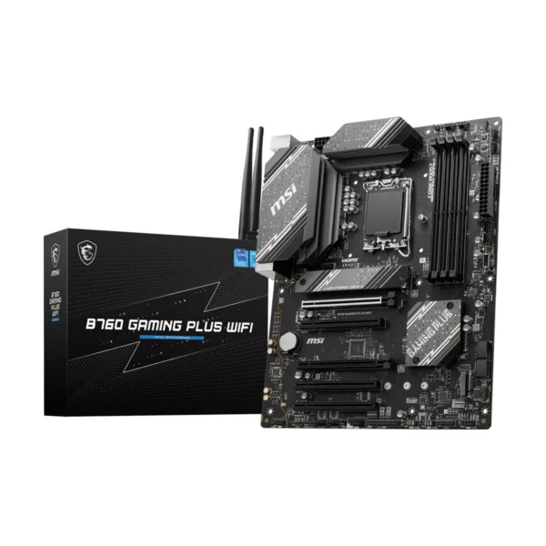 MSI B760 GAMING PLUS WIFI LGA 1700 ATX Motherboard, DDR5, PCIe 4.0, Wi-Fi 6E, 2.5G LAN