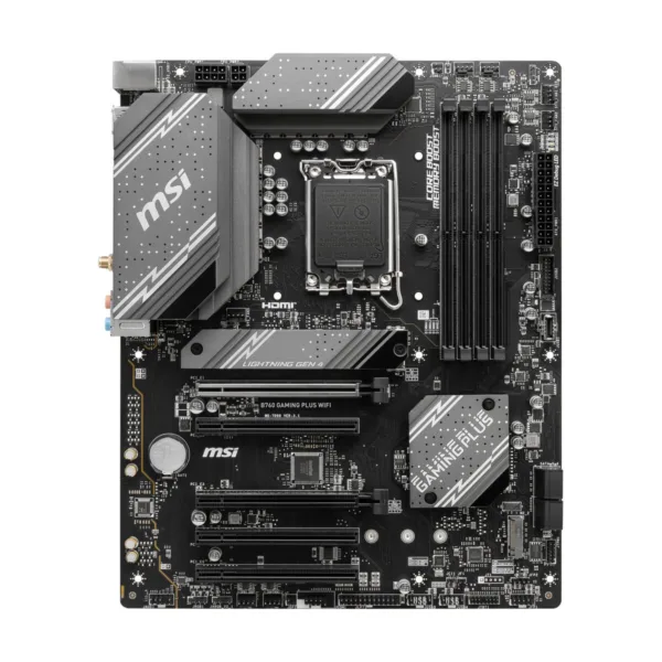 MSI B760 GAMING PLUS WIFI LGA 1700 ATX Motherboard, DDR5, PCIe 4.0, Wi-Fi 6E, 2.5G LAN