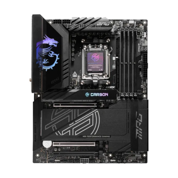 MSI MPG X870E CARBON WIFI AM5 ATX Motherboard, DDR5, PCIe 5.0, M.2 Gen5, Wi-Fi 7, 5G LAN