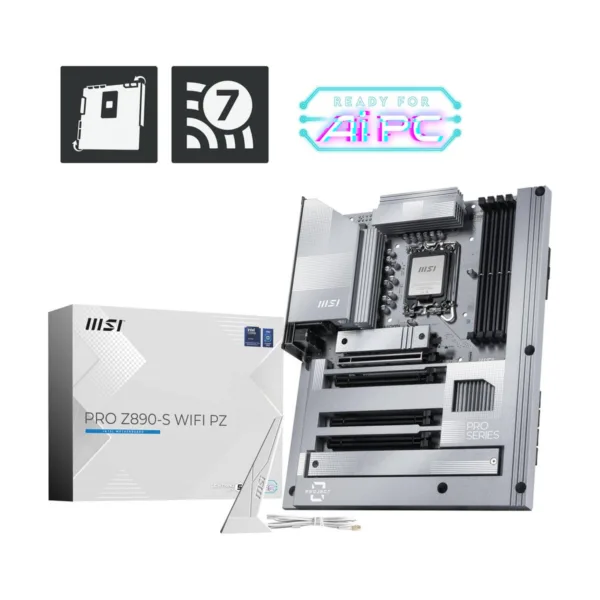 MSI PRO Z890-S WIFI PZ LGA 1851 Back-Connect ATX Motherboard, DDR5, M.2 Gen5, Wi-Fi 7, 2.5G LAN