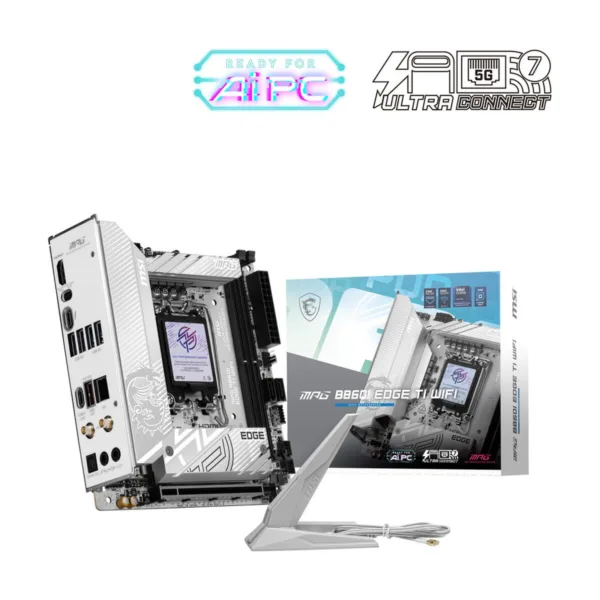 MSI MPG B860I EDGE TI WIFI LGA 1851 Mini-ITX Motherboard, White, DDR5, M.2 Gen5, Wi-Fi 7