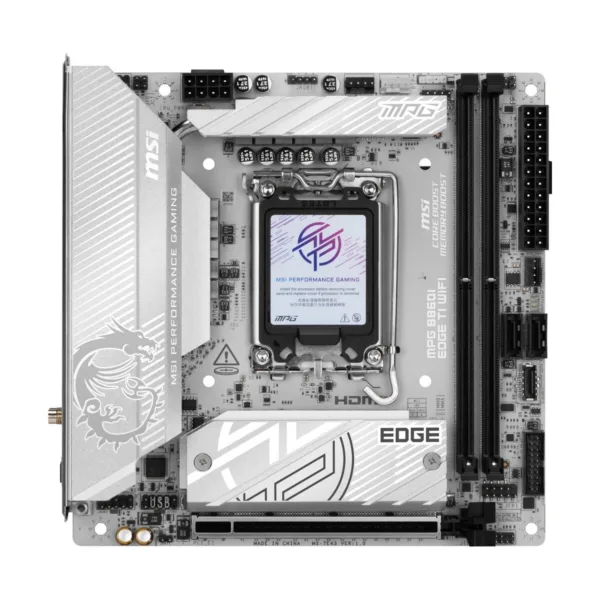 MSI MPG B860I EDGE TI WIFI LGA 1851 Mini-ITX Motherboard, White, DDR5, M.2 Gen5, Wi-Fi 7