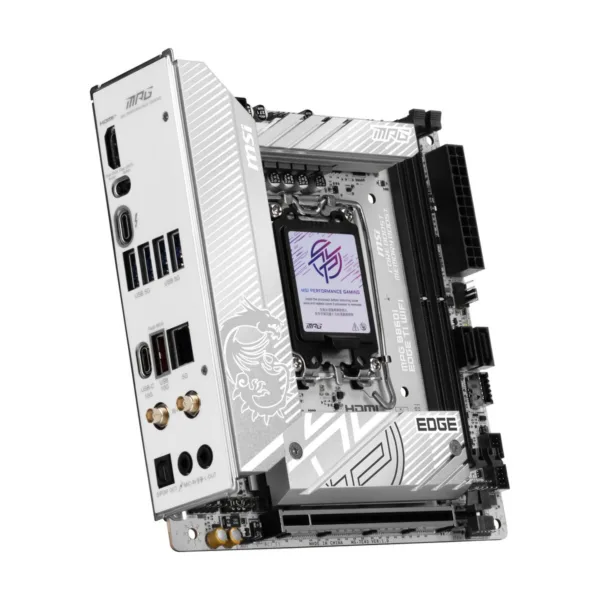 MSI MPG B860I EDGE TI WIFI LGA 1851 Mini-ITX Motherboard, White, DDR5, M.2 Gen5, Wi-Fi 7