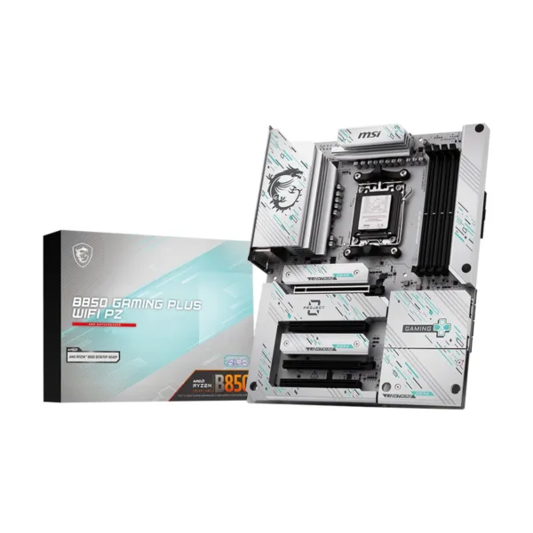 MSI B850 GAMING PLUS WIFI PZ AM5 ATX Back-Connect Motherboard, DDR5, PCIe 5.0, Wi-Fi 7, 5Gb LAN