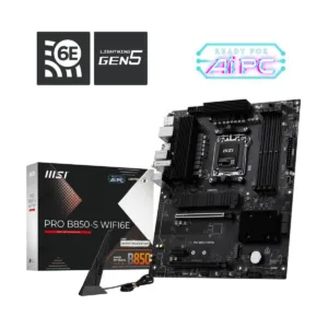 MSI PRO B850-S WIFI6E AM5 ATX Motherboard, DDR5, M.2 Gen5, Wi-Fi 6E, 2.5G LAN