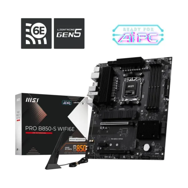 13-144-727-06.jpg MSI PRO B850-S WIFI6E AM5 ATX Motherboard, DDR5, M.2 Gen5, Wi-Fi 6E, 2.5G LAN