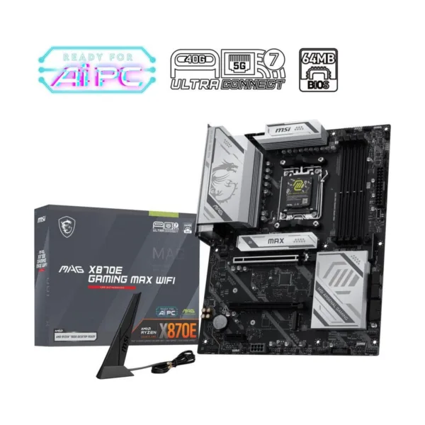 13-144-743-06.jpg MSI MAG X870E GAMING MAX WIFI AM5 ATX Motherboard, DDR5, PCIe 5.0, M.2 Gen5, Wi-Fi 7, 5G LAN