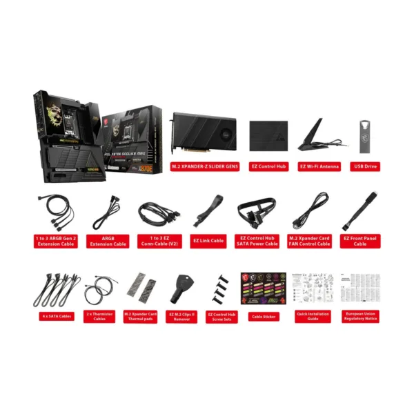 MSI MEG X870E GODLIKE MAX AM5 E-ATX Motherboard, M.2 & PCIe 5.0, USB4, Wi-Fi 7, 10G + 5G LAN
