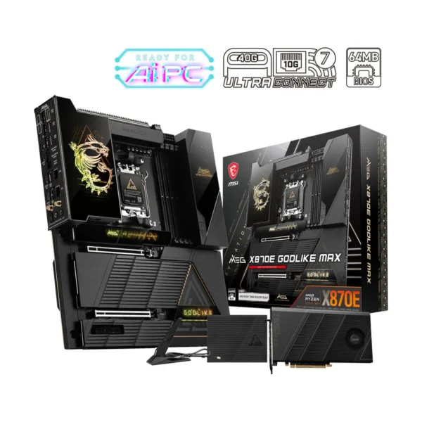 MSI MEG X870E GODLIKE MAX AM5 E-ATX Motherboard, M.2 & PCIe 5.0, USB4, Wi-Fi 7, 10G + 5G LAN
