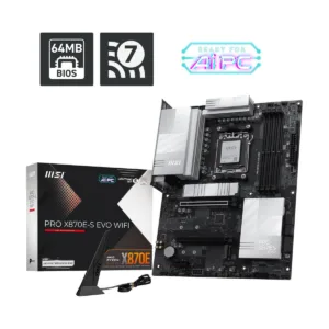 MSI PRO X870E-S EVO WIFI ATX AM5 Motherboard, USB 4.0, 4x SATA 6Gb/s, AMD Wi-Fi 7, USB 4.0