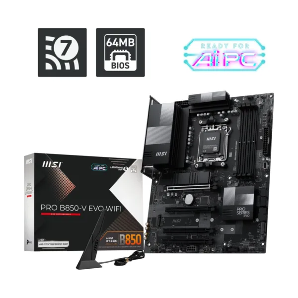 13-144-751-06.jpg MSI PRO B850-V EVO WIFI AM5 AMD B850 SATA 6Gb/s 5G Network Wi-Fi6E DDR5 Motherboard