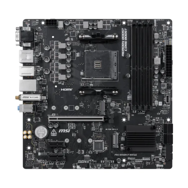 MSI PRO B550M-P WIFI6E AM4 Micro-ATX Motherboard, DDR4, PCIe 4.0, Dual M.2, Wi-Fi 6E