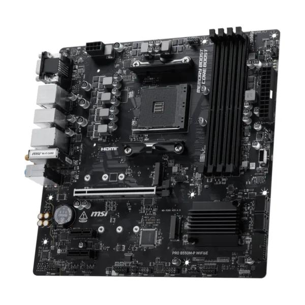 MSI PRO B550M-P WIFI6E AM4 Micro-ATX Motherboard, DDR4, PCIe 4.0, Dual M.2, Wi-Fi 6E