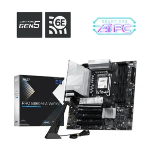 MSI PRO B860M-A WIFI6E LGA 1851 Micro-ATX Motherboard, DDR5, M.2 Gen5, Wi-Fi 6E, 5G LAN