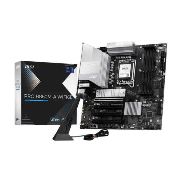 13-144-770-07.jpg MSI PRO B860M-A WIFI6E LGA 1851 Micro-ATX Motherboard, DDR5, M.2 Gen5, Wi-Fi 6E, 5G LAN