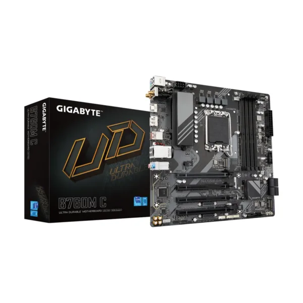 GIGABYTE B760M C LGA 1700 Micro-ATX Motherboard, DDR5, PCIe 4.0, M.2, Wi-Fi
