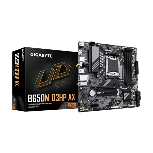 GIGABYTE B650M D3HP AX AM5 Micro-ATX Motherboard, DDR5, 2x M.2, Wi-Fi 6E, 2.5GbE