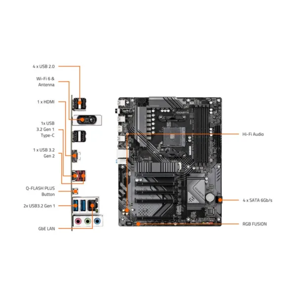 GIGABYTE B550 EAGLE WIFI6 AM4 ATX Motherboard, DDR4, 2x M.2, PCIe 4.0, Wi-Fi 6