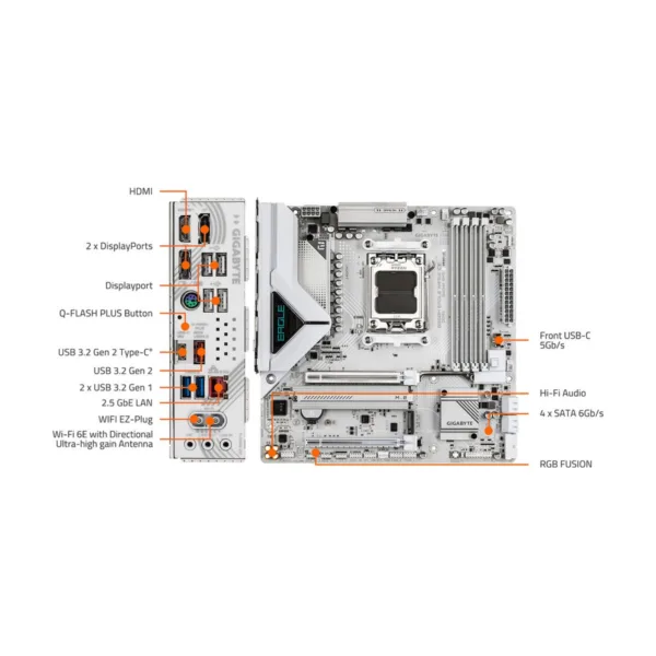 13-145-583-05.jpg GIGABYTE B850M EAGLE WIFI6E ICE AM5 Micro-ATX Motherboard, DDR5, 2x M.2, PCIe 5.0, 2.5GbE