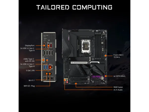 GIGABYTE Z890 AORUS ELITE WIFI7 PLUS LGA 1851 ATX Motherboard, DDR5, 4x M.2, USB4, Wi-Fi 7, 5GbE