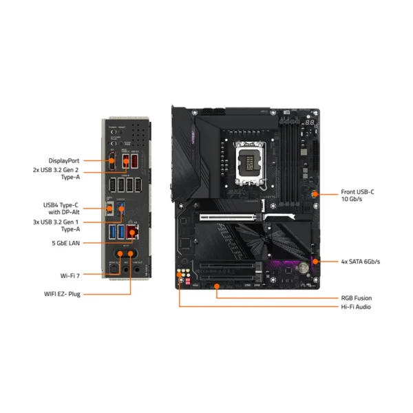 GIGABYTE Z890 AORUS ELITE WIFI7 PLUS LGA 1851 ATX Motherboard, DDR5, 4x M.2, USB4, Wi-Fi 7, 5GbE