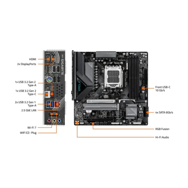 13-145-618-08.jpg GIGABYTE B850M EAGLE WIFI7 AM5 Micro-ATX Motherboard, DDR5, 2x M.2, PCIe 5.0, Wi-Fi 7