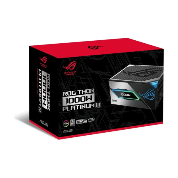 ASUS ROG Thor 1000W Platinum III Power Supply, 80 PLUS Platinum, ATX 3.1, OLED Display