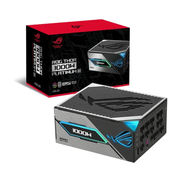 ASUS ROG Thor 1000W Platinum III Power Supply, 80 PLUS Platinum, ATX 3.1, OLED Display