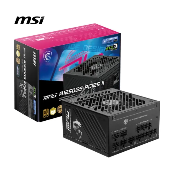MSI MPG A1250GS PCIE5 II 1250W Fully Modular Power Supply, 80+ Gold, ATX 3.1