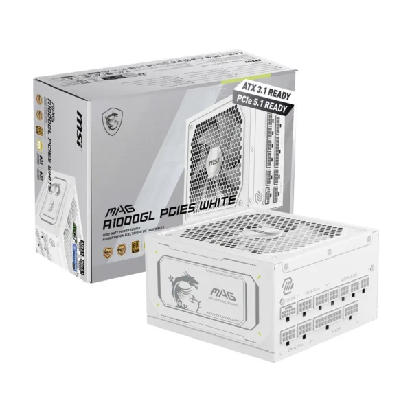 17-701-039-17.jpg MSI MAG A1000GL PCIE5 1000W Fully Modular Power Supply, White, 80+ Gold, ATX 3.1