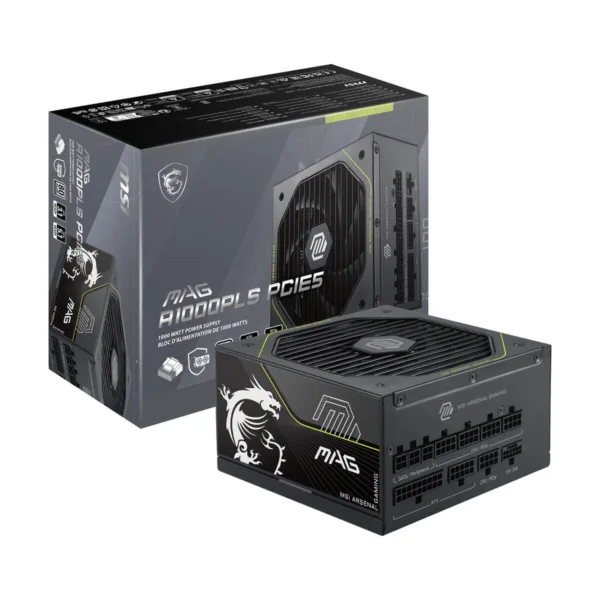 MSI MAG A1000PLS PCIE5 1000W Fully Modular Power Supply, 80+ Platinum, ATX 3.1