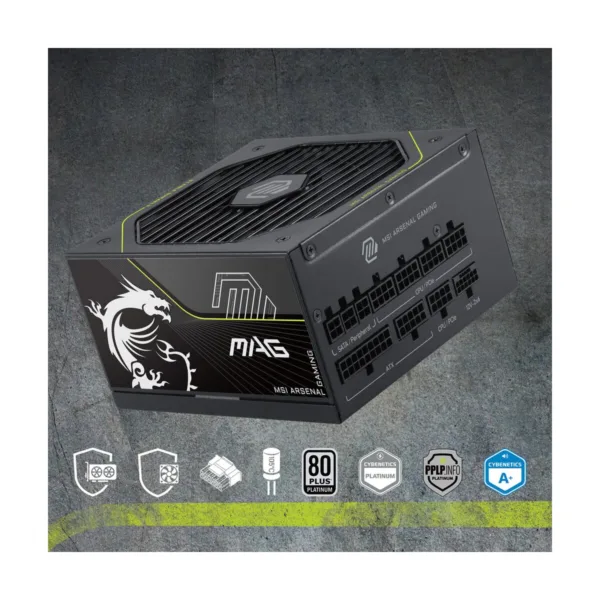 MSI MAG A1000PLS PCIE5 1000W Fully Modular Power Supply, 80+ Platinum, ATX 3.1
