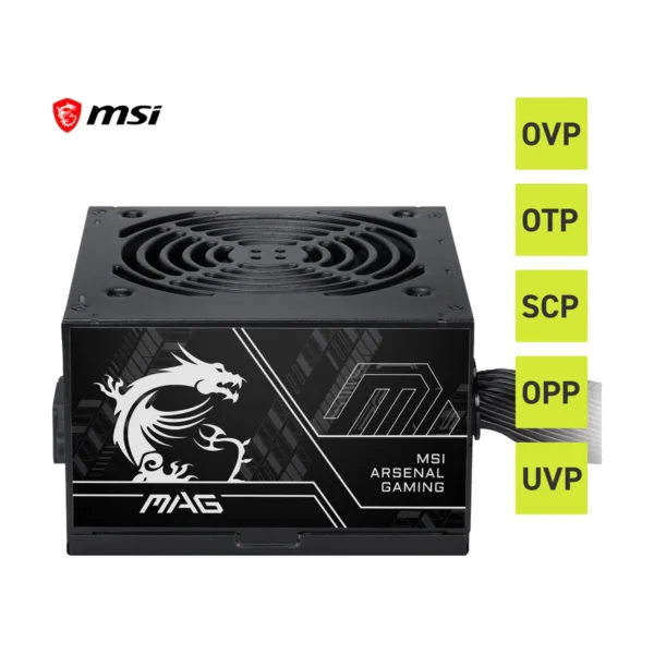 MSI MAG A600DN II Power Supply Unit, 600W, 80 PLUS Standard, ATX PSU, Black Flat Cables