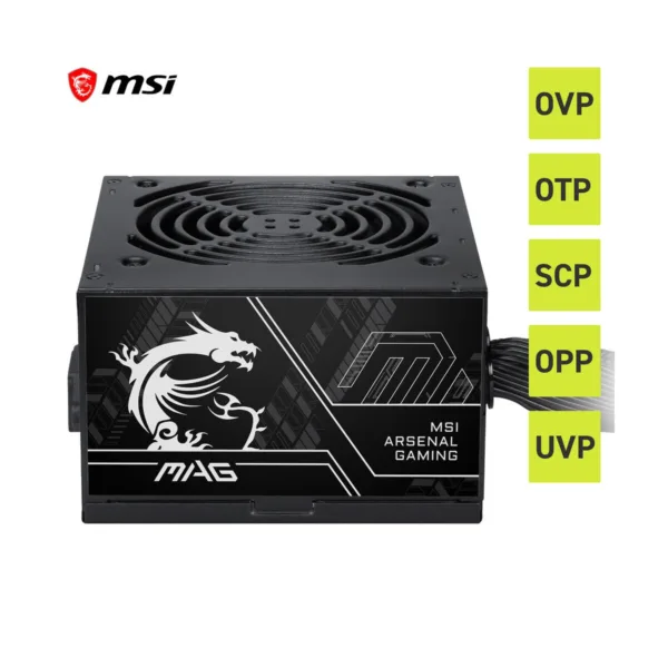 MSI MAG A500DN II Power Supply Unit, 500W, 80 PLUS Standard, ATX PSU, Black Flat Cables