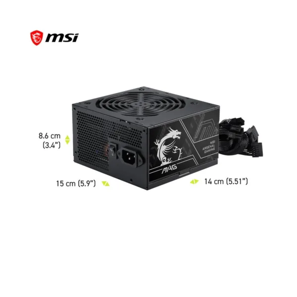 MSI MAG A500DN II Power Supply Unit, 500W, 80 PLUS Standard, ATX PSU, Black Flat Cables