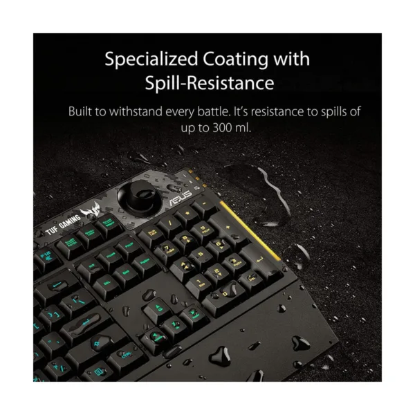 ASUS TUF Gaming K1 RGB Membrane Gaming Keyboard, Volume Knob, Wrist Rest, Black