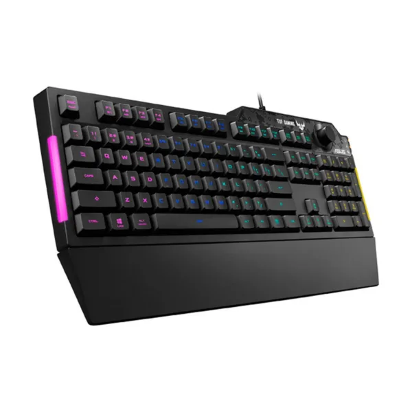 ASUS TUF Gaming K1 RGB Membrane Gaming Keyboard, Volume Knob, Wrist Rest, Black