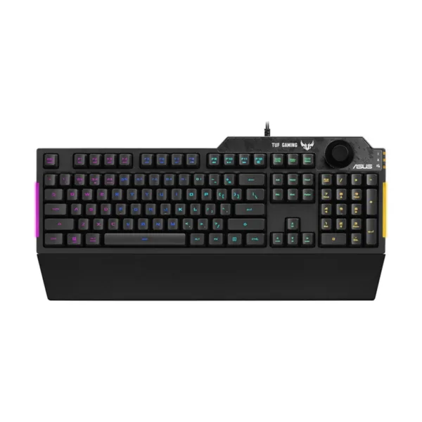 ASUS TUF Gaming K1 RGB Membrane Gaming Keyboard, Volume Knob, Wrist Rest, Black