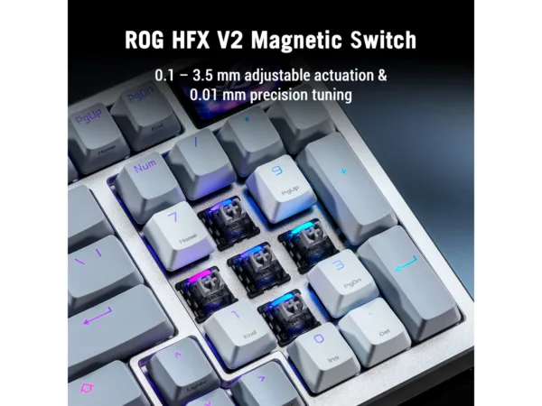 ASUS ROG Azoth 96 HE Wireless Gaming Keyboard, Hall Effect Magnetic Switches, OLED, White